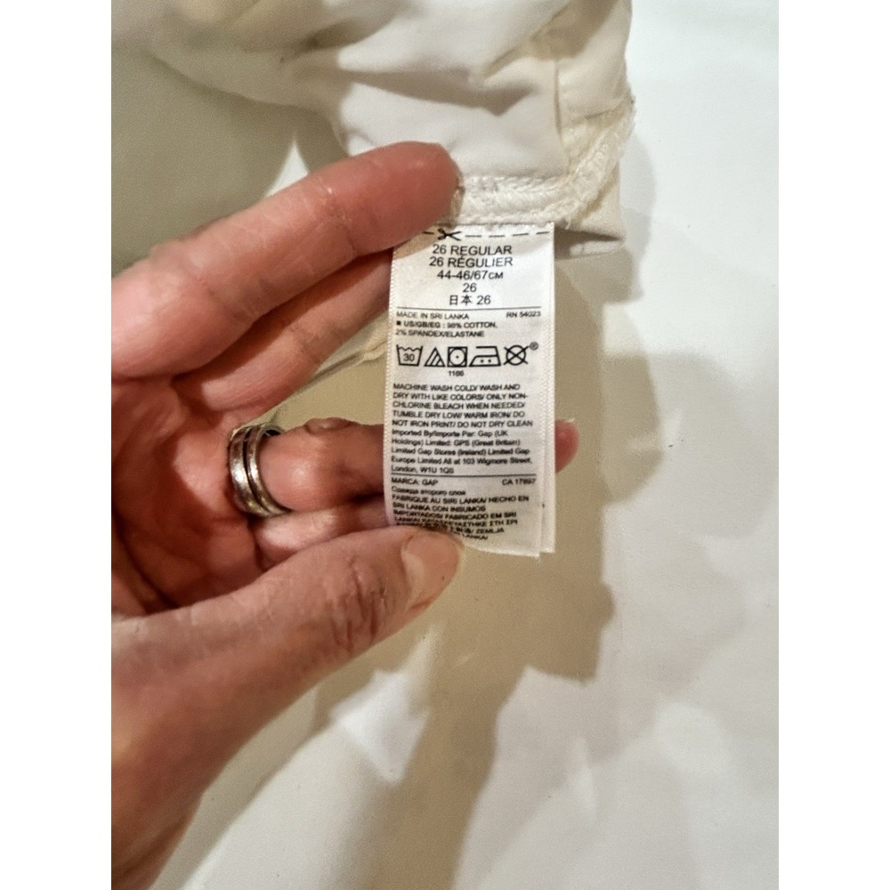 GAP Mid Rise White Denim Raw Hem Classic Boho Festival Summer‎ Short Women 2R/26 - Picture 6 of 10